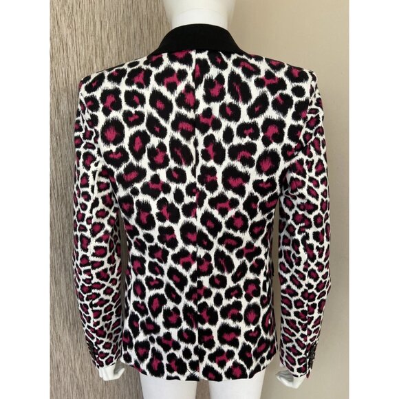 Michael Kors Leopard Print Tuxedo Jacket - Picture 2 of 4